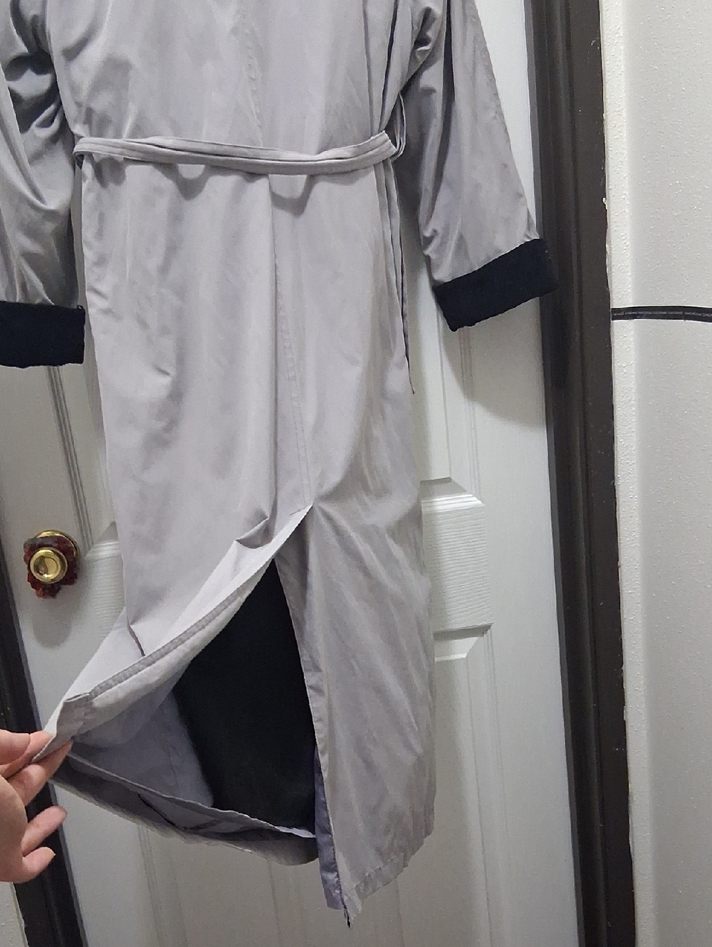 Y2k London Fog Grey Double Breadtef Trench Coat. - Picture 11 of 16